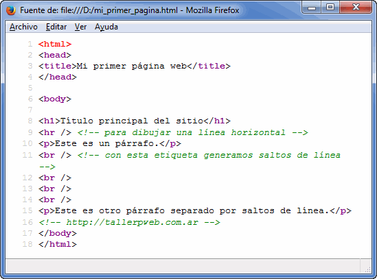 Vista previa código fuente en el navegador