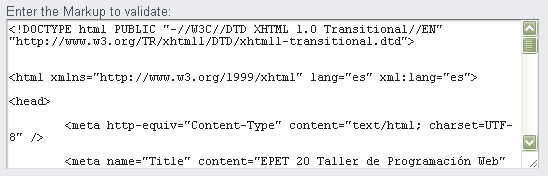 captura del w3c validator